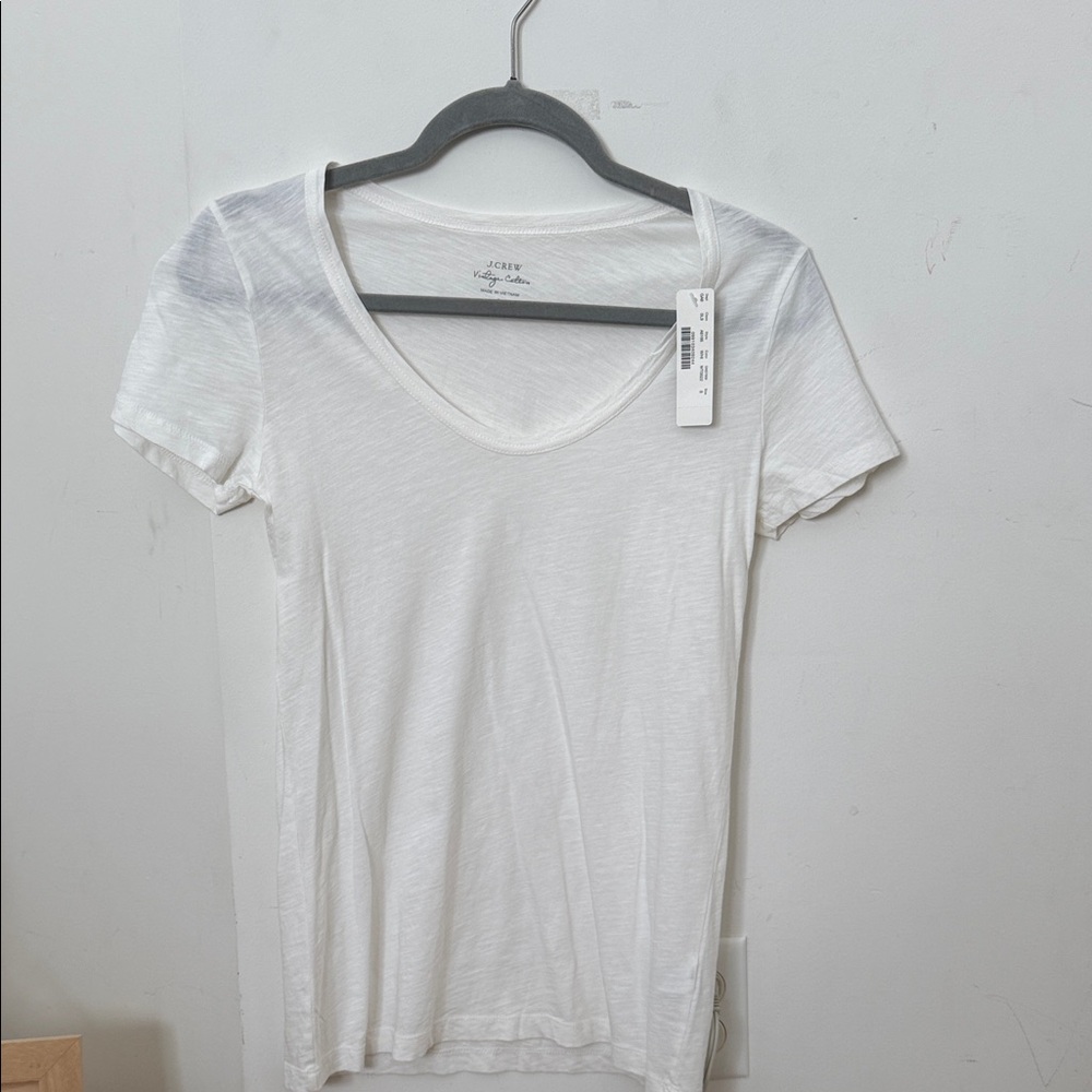 J. Crew Women's White V-Neck Short Sleeve Tee